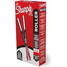 Sharpie Rollerball Pen, Needle Point 0.5mm Precision Pen, Red Ink, 12 Count