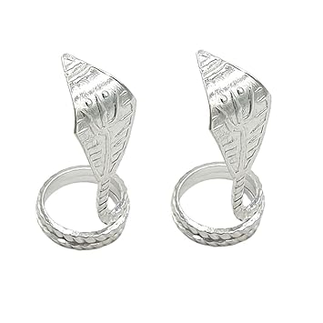 Sahiba Gems Solid White Metal Naag Nagin Joda for Kalsarp Dosha ~ Pack in Pair (3.25 Grams)