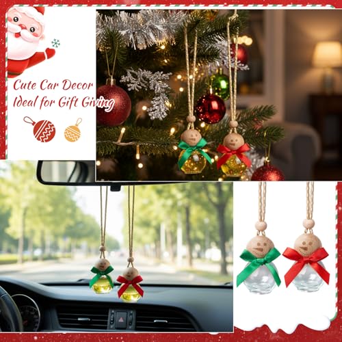 Image of Reallnaive 30 Pcs 30 Pcs Winter Car Diffuser Bottles Snowman Pumpkin Car Diffuser Winter Fall Hanging Empty Vehicle Air Freshener with Bow for Holiday Party Gift (Snowman)