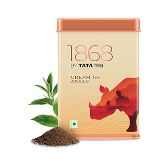 1868 by TATA Tea Cream of Assam, Pure Assam Chai, Bestselling CTC Tea, Rich, Malty, Aromatic, From House of TATA (30 Cups/100g) - image, photos