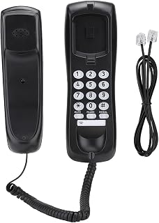 Corded Phone, English Wired Telephone Landline Telephone, Mini Desktop Phone Wall Phone for Home Office Hotel Public Places, Energy-saving, black
