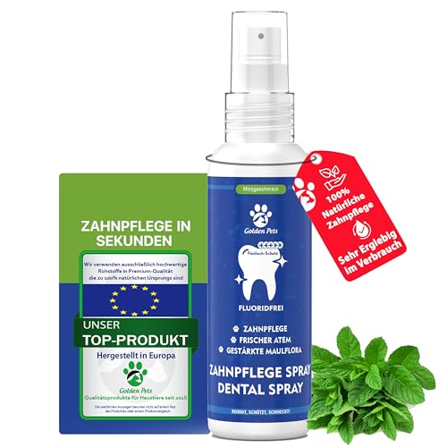 Dentalspray für Hunde & Katzen 100% natürlich 200 ml - Zahnpflege Dental Spray gegen Mundgeruch und zur Vorbeugung von Zahnstein- Zahnreinigung & Zahnsteinentfernung Golden Pets