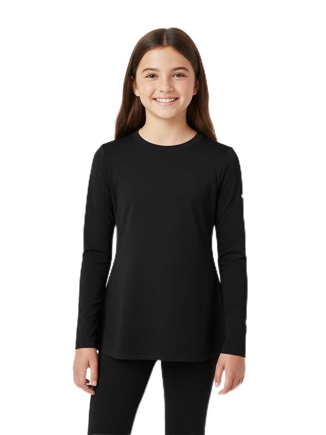 mackly Girls AirDrift PowerPlay Modest Top | Long Sleeve | Moisture-Wicking | 4-Way Stretch | Soft & Breathable Activewear | Training & Layering Top for Kids 4–16Y – Black-picture-13