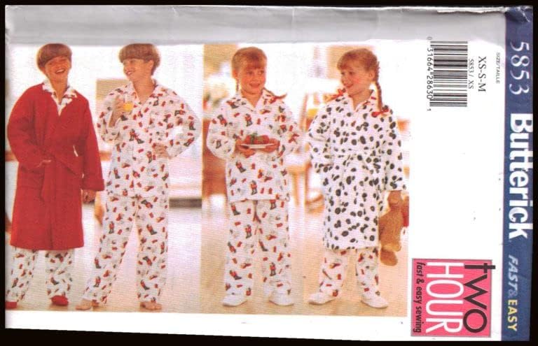 Butterick 5853 Littles' Robe, Belt, Top & Pants Sewing Pattern Size XS-S-M (2-6)