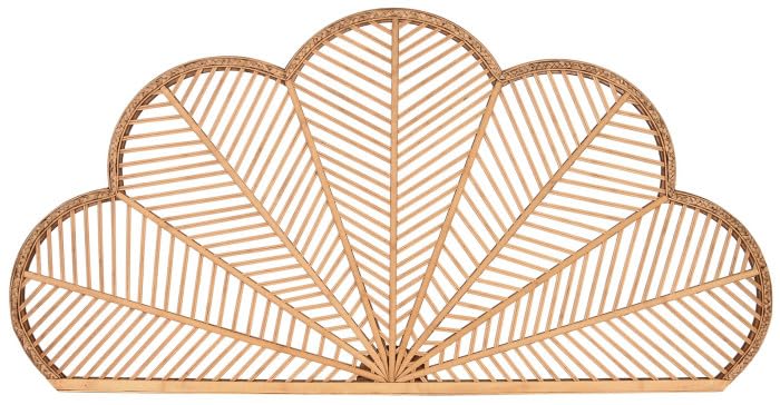 DRW Kopfteil aus Rattan, Natur, halbrund, für Betten bis 150 cm, 154...