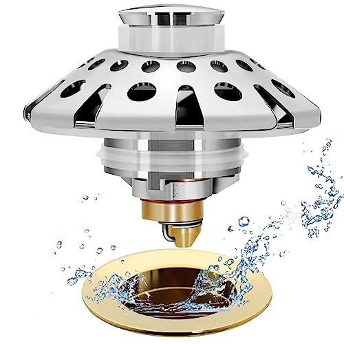 Anlige Universal Bathroom Sink Drain Stopper, Sink Drain Hair Catcher, Bathroom Sink Strainer with Cover and Plug, for 1-1/4 "to 1-5/8" Sink Drain Hole