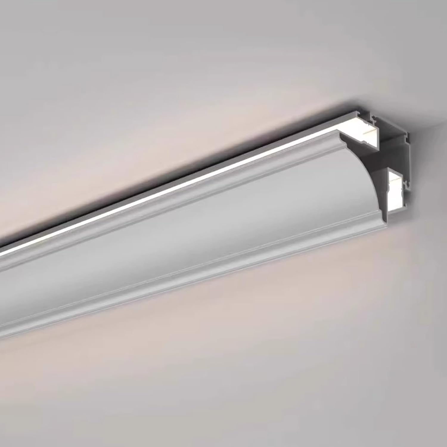 Modern White Crown Molding Lighting, 8.2ft Double-Sided LED Channel for 8mm Strip, Aluminum Ceiling Trim Cornice, Indirect Wall & Ceiling Illumination