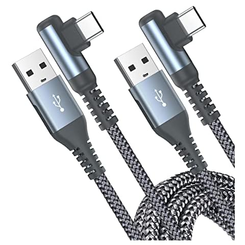 USB C Cable Right Angle [2-Pack, 10FT+10FT] Type C iPhone 16 Charger Nylon Braided Cord for iPhone 16 15 Pro Max Plus Samsung Galaxy S24 S23 S22 S21 S10 S9 S8+ Ultra FE Note 20 10 9 8,Pixel LG Moto PS Cover