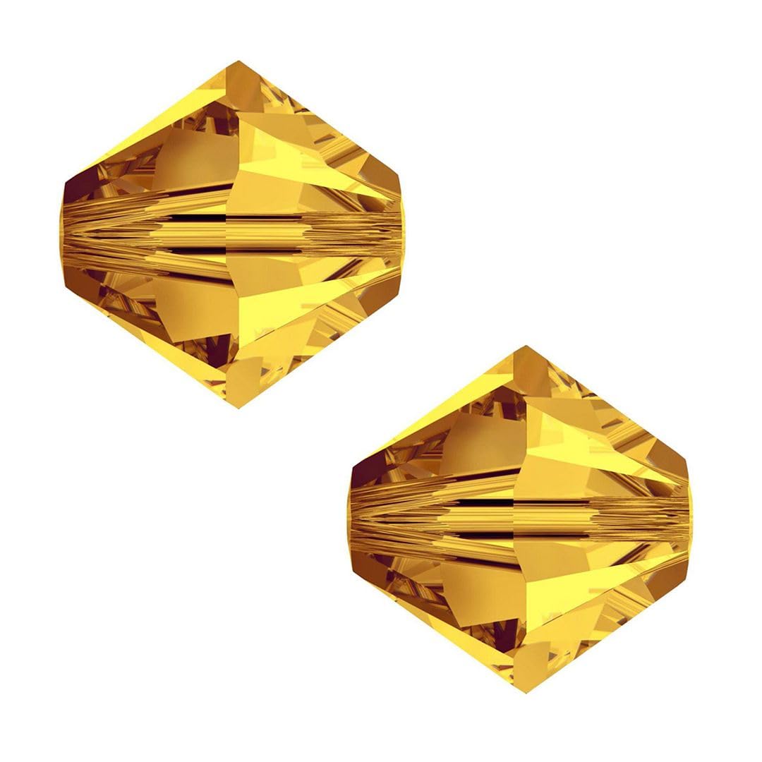 200pcs Adabele Austrian 4mm (0.16 Inch) Small Faceted Loose Bicone Crystal Beads Amber Compatible with Swarovski Crystals 5301/5328 SSB407