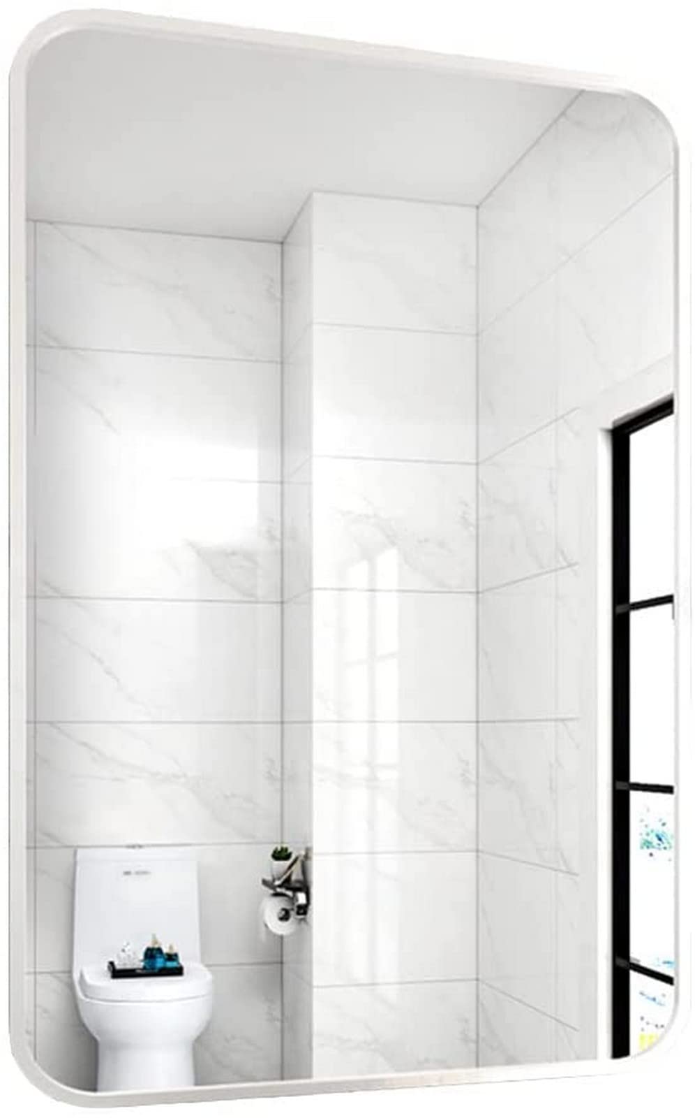 Bathroom Mirror Cosmetic Mirror Wall Mirror Wall Mirror Round Bathroom Mirror Rectangle White Metal Framed Vanity Makeup Mirrors