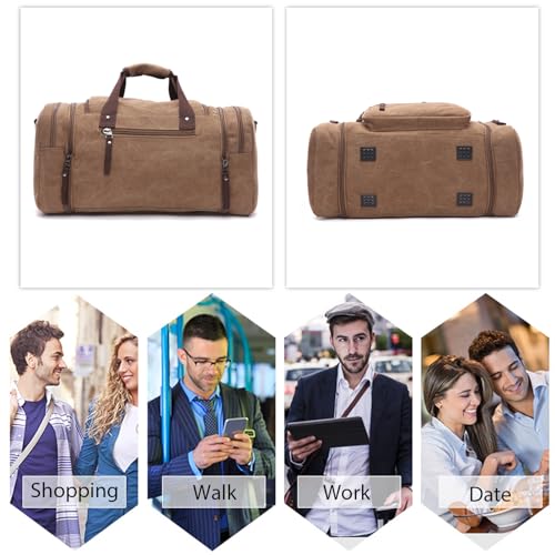 Sac weekend outdoor marron en toile robuste premium - 6