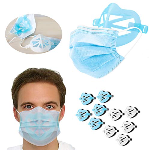 3D Mask Bracket, Face Mask Inner Support Frame,10 Pack, Mask Internal Extender Holder Nose Protection Stand DIY Face Mask Accessories for Comfy Breathing/Lipstick Protection