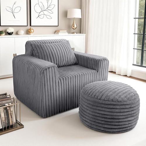 HABUTWAY Bean Bag Chair with Ottoman & Pillow