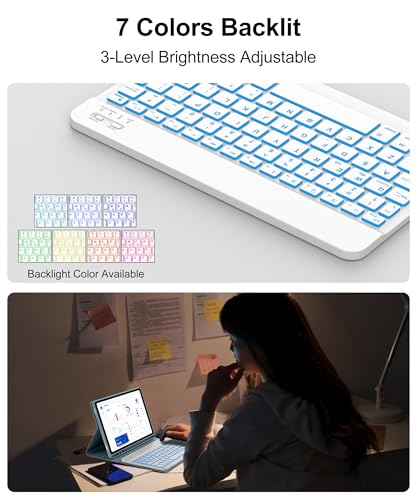 Image of Backlit Keyboard Case for Samsung Galaxy Tab A9 Plus 11 Inch 2023, Detachable Keyboard for Galaxy A9+ Plus with Pen Holder, Backlight Keypad Cover for Samsung Tab 11'' SM-X210 /X216 /X218, Blue