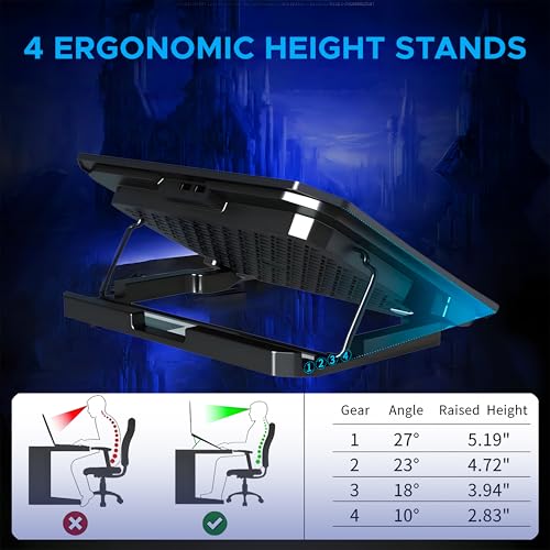 Image of Ant Esports NC210 Gaming Laptop Cooler for 10-15.6 Inch Laptops | Laptop Cooling Pad RGB with 6 Fans | Adjustable Height Stand | Dual USB Ports | High Speed Silent Notebook Cooling Pad