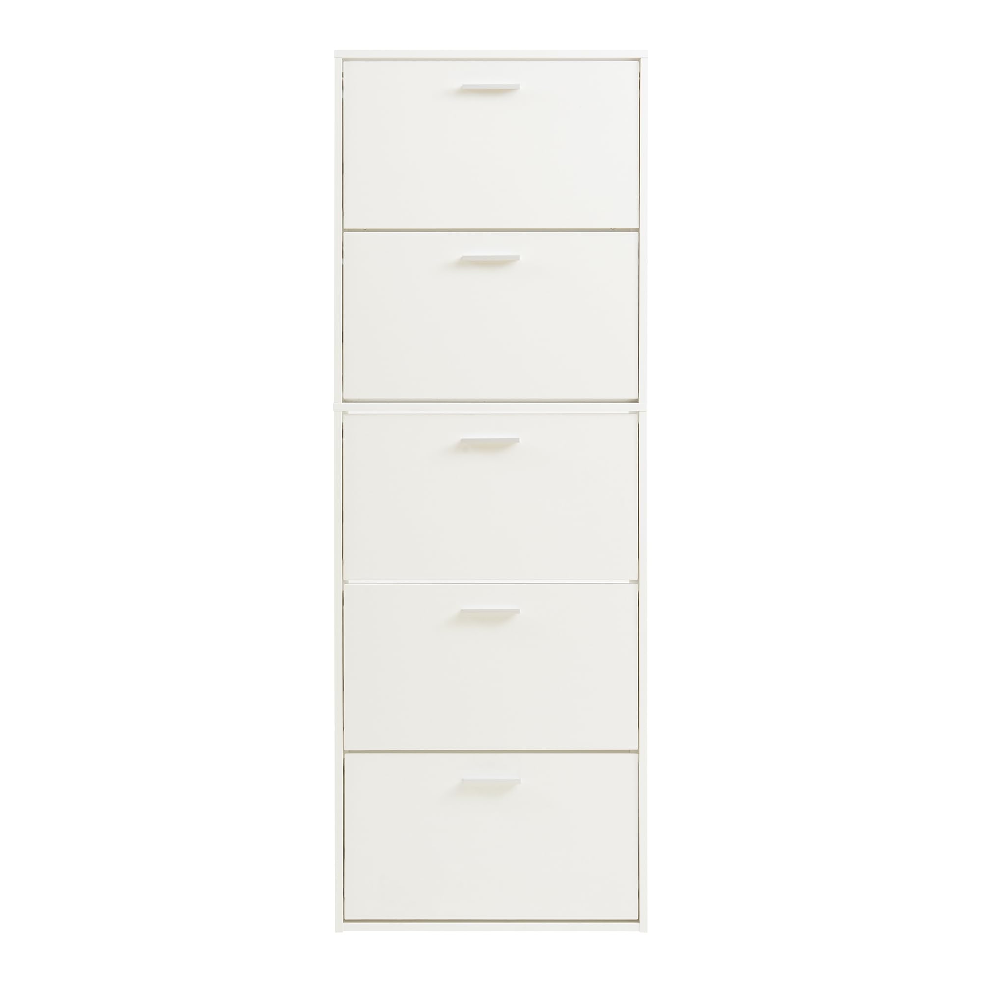 [en.casa] Scarpiera Salvaspazio con 5 Ante a Ribalta Armadio Portascarpe Alto Stretto per Ingresso Corridoio 169 x 60 x 81cm Bianco