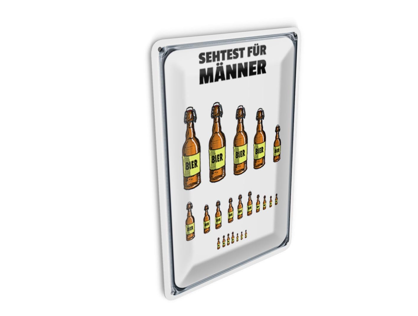 Femer Tin Postcard Alcohol 10 x 14 cm Eye Test for Men Beer Bottles Decorative Sign