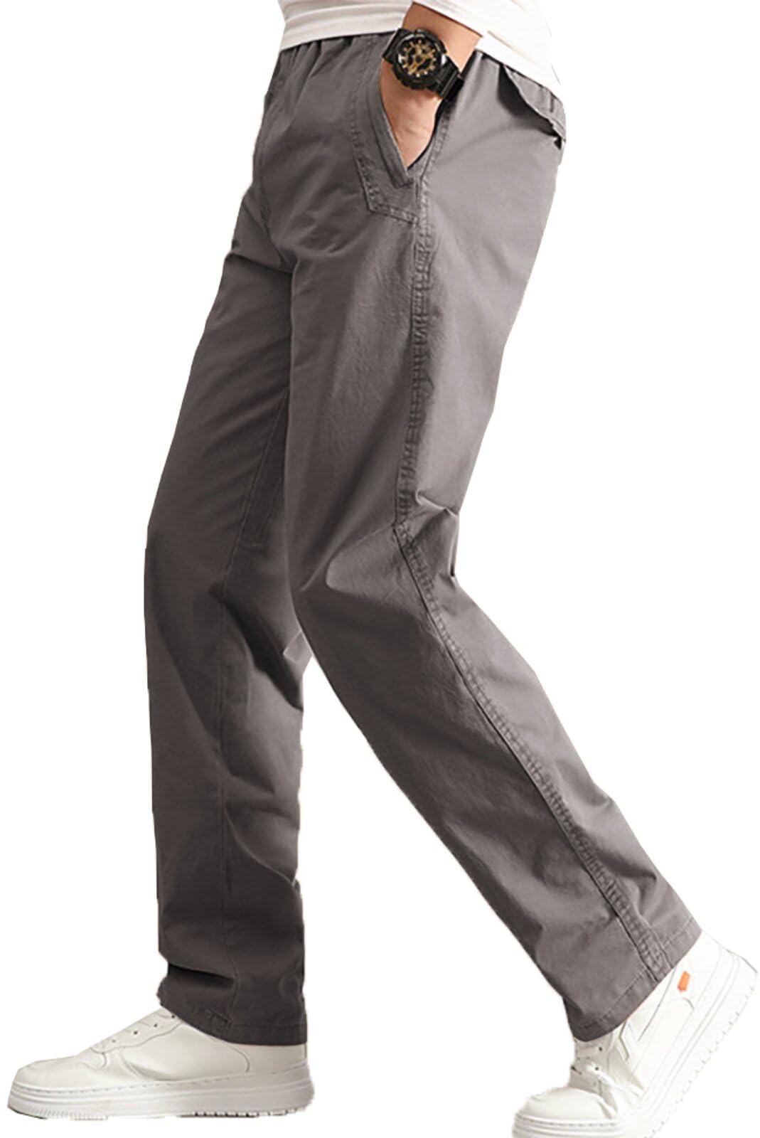 AIFARLD Mens Cargo Pants Elastic Waist Pants Sport Jogger Long Trousers for Hiking Fishing Running Workout