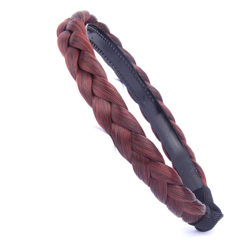 BOBIYA Burgundy Synthetic Hair Plaited Headband Braid Braided With Teeth Hair Band Accessories for Women Girl