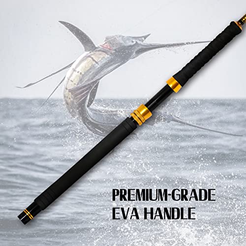 Fiblink Fishing Trolling Rod 2 Piece Saltwater Offshore Rod Big Name Heavy Duty Rod Conventional Boat Fishing Pole thumb #7