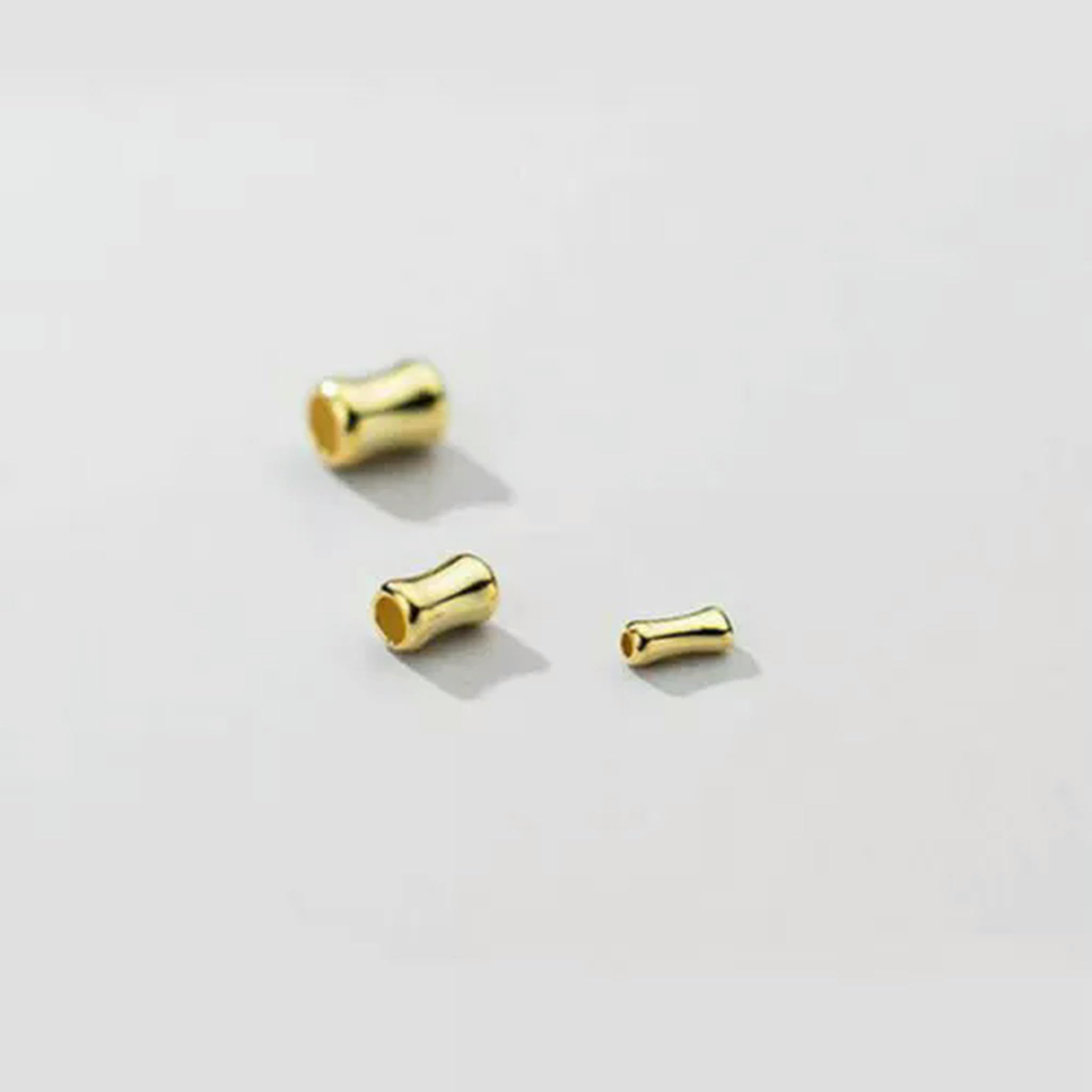 Knochenförmige Spacer-Röhrchenperlen aus 925er Silber, A2913-Gold-B, 2,5 x 6 mm, 100 Stück