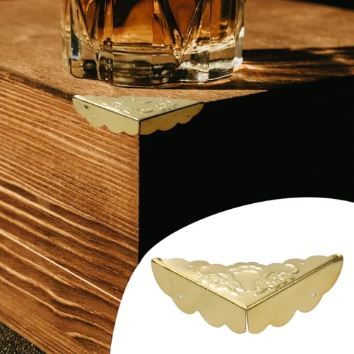 Image of Antrader Antique Decorative Box Corner Protector Edge Safety Furniture Corner Guard, 1.6 inch x 1.6 inch Gold Tone, Pack of 24