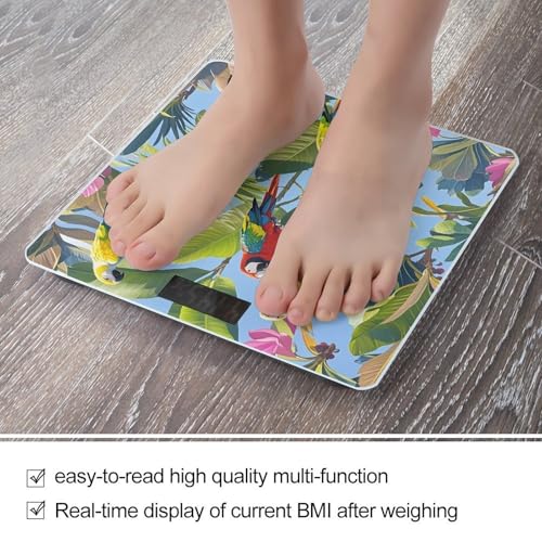 Báscula digital para cuerpo con plantas tropicales y loros miniatura 5