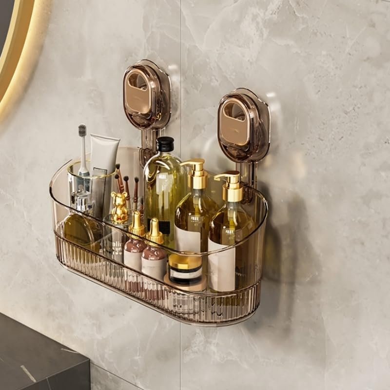 No-Drill Bathroom Suction Storage Box Shelf Rack Shower Caddy Suction Cup Wall Mount Organizer with Drain Holes shower