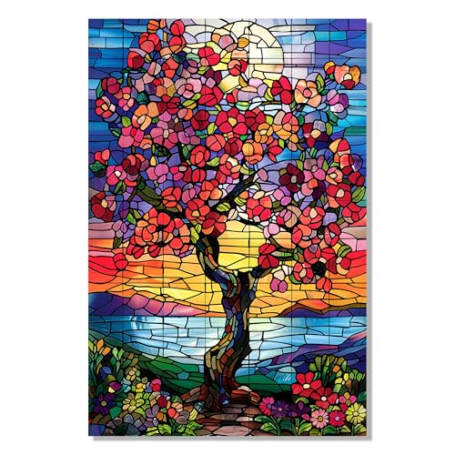 Stained Blossoms Tempered Glass Wall Art