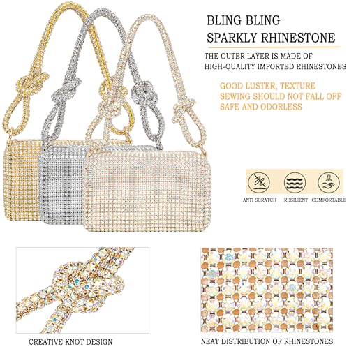 Image of BBTT.ful Rhinestone Evening Handbags Sparkling Crystal Purse Daily Casual Shoulder Bag