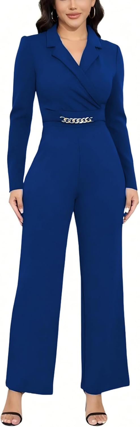 DeftSharp Women's Sexy Cocktail Party Clubwear Casual Working Rompers Long Dressy Jumpsuit
