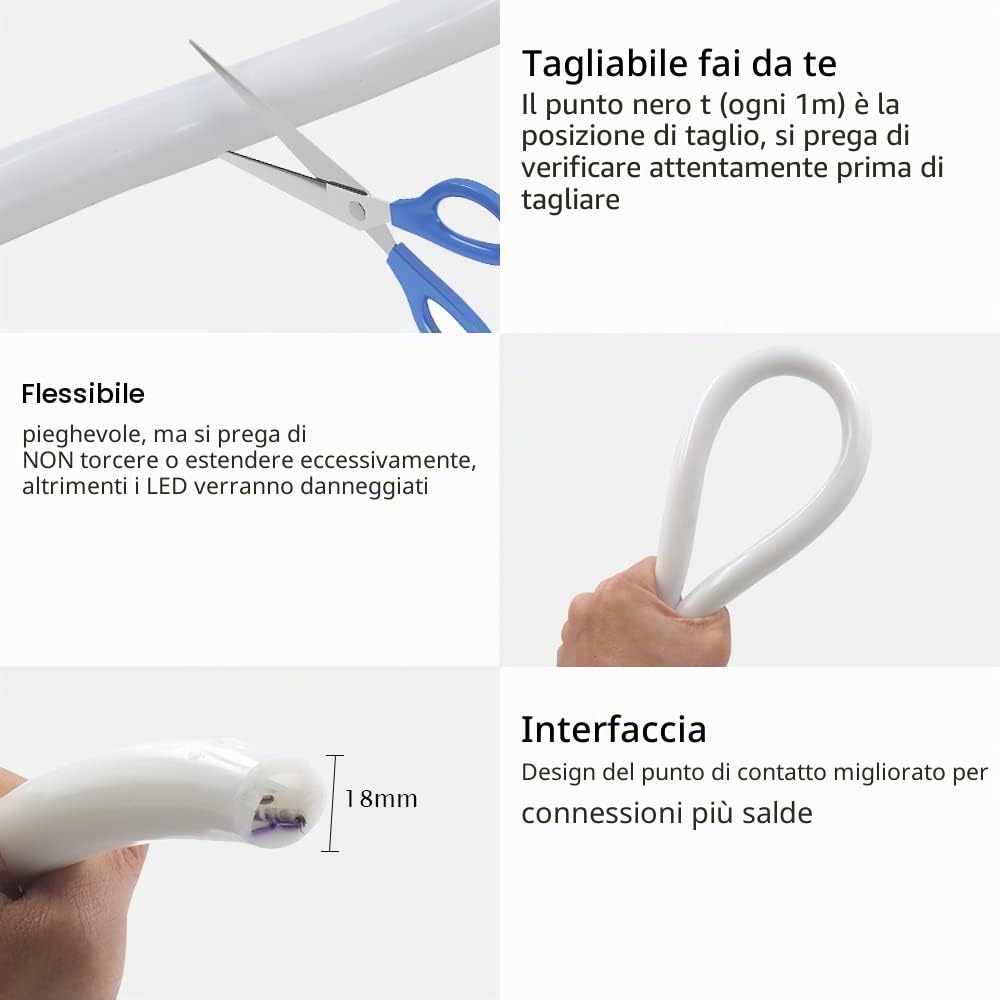 Striscia al neon a tubo tondo RGB 220V, flessibile impermeabile IP65, striscia LED con illuminazione a 360 gradi + controller, adatta per decorazioni fai da te per interni ed esterni (4M)
