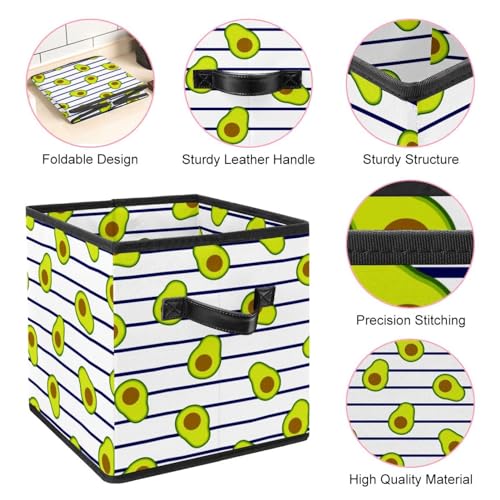 Boîte de rangement cube pliable en tissu anti-désordre motif avocat