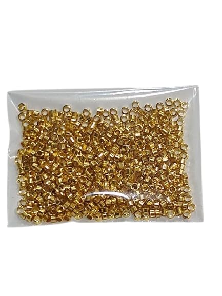 Brass Crimp Beads for Invisible Necklace Pendant, Gold Color, Locking Beads, 10 Gram Pack, Approximately 1000 Pieces-image-20