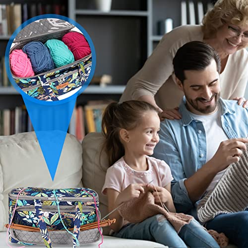 Image of Yarn Bag-Large Size-Yarn Storage Organizer with Grommets-Portable Crochet Bag for Yarn Skeins-Crochet Hooks-Knitting Needles -Other Accessories (Rainforest)