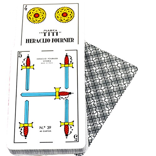 Deck of 40 Fournier Spanish Playing Cards Catalan Face Titi #39 Cello Case - Blue
