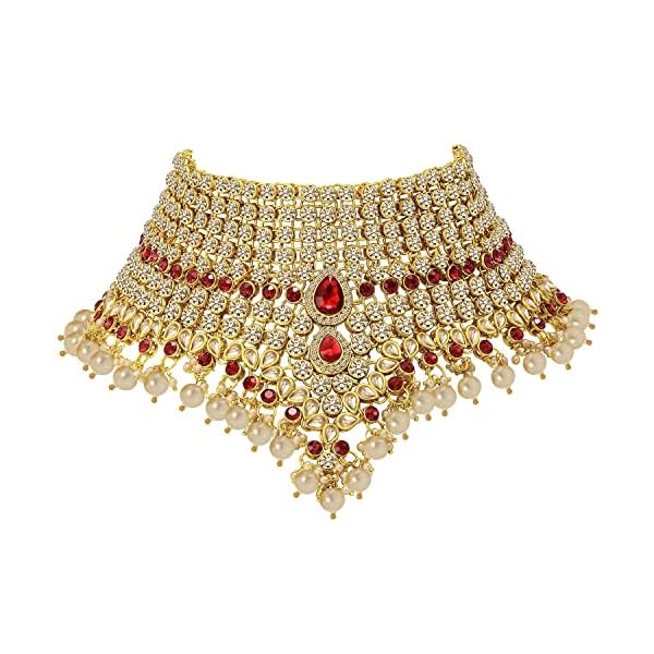 Peora American Diamond Studded Traditional Jodha Akbar Bridal Jewelry Set Gift for Women - Image 6