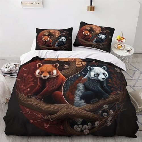 Ensemble housse de couette microfibre supérieure toucher soie king size motif panda - 4