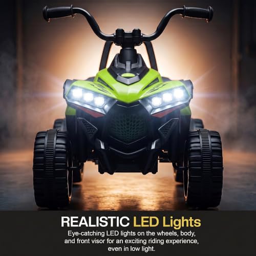Image of Baybee Monstro Baby Electric Bike for Kids | Rechargeable Balance Bikes with LED Lights, USB, Music & Backrest | Beach ATV Dirt Bikes, 6V Battery Operated Kids Bike for 2-5 Year Boy Girl (Lite Green)