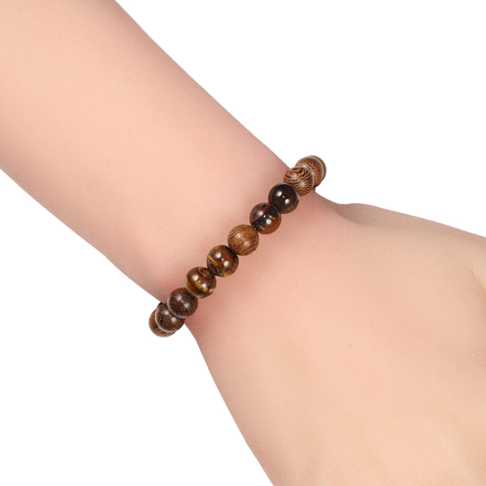 Stück Naturholz geflochtene Armbänder Männer verstellbar Meditation Stein Perlen Armband Frauen Gebet Schmuck Armband-geflochten 1