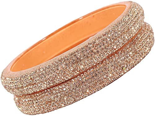 Image of NMII Glass with Zircon Gemstone and Glitter Kada Set For Women and Girls