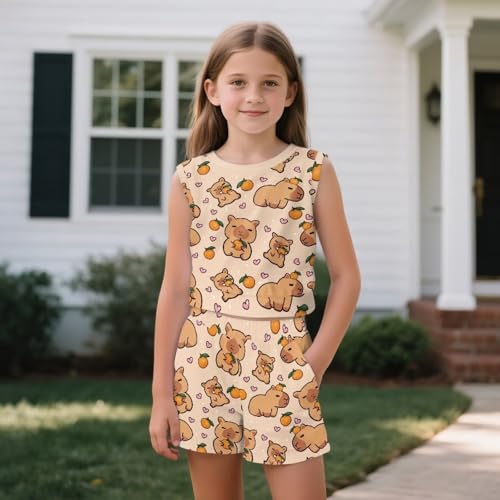 Girls 2-Piece Sleeveless Set Comfort Breathable Shorts & Tank Top Playground to Party Outfit3