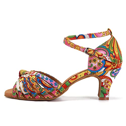 YKXLM Ballroom Dance Shoes for Women Latin Salsa Tango Dancing Shoes Low Heel