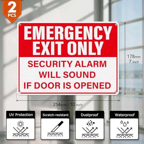 Panneau Emergency Exit Only de sécurité pour signalisation de porte de secours - 2