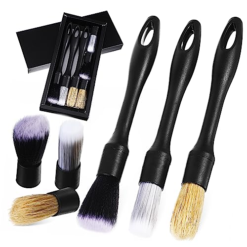 Mikinona 1 Set Car Detailing Kit Interior Car Cleaning Brush Set Auto Interior Cleaning Kit with Replacement Brush Heads