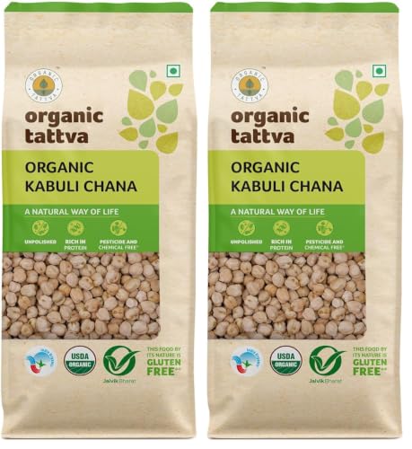 Image of Organic Tattva Kabuli Chana 1kg | Natural Unpolished White Chana | Protein-Rich Chickpeas | Clean & Pure Grocery Staple | No Additives (Pack of 2)