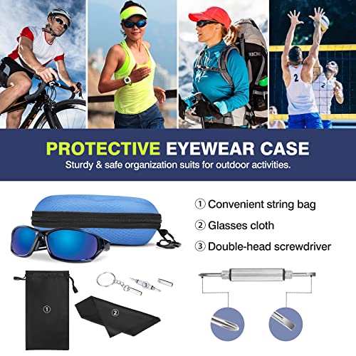 Image of MoKo Semi Hard Shell Sunglasses Case, Unisex Protective Eyeglass Case Glasses Case Holder with Metal Hanging Hook