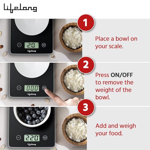 Image of Lifelong Digital Kitchen Weighing Scale for Cooking & Baking | Multipurpose Food Weight Machine with TARE Function, Backlit LCD Display | Precise Measuring Home, Diet,Ingredients