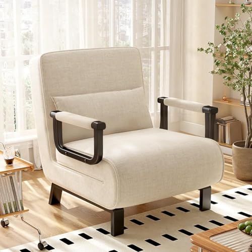 カバーティブルスリーパーチェアベッド、6位置調整可能なバックレスト付き4イン1折りたたたみソファベッド、取り外し可能な枕付き装飾されたチェーズラウンジ、ホームオフィス用レジャーリクライナーラウンジソファ (オフホワイト, 120)