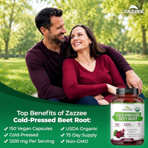 Image of Zazzee Cold-Pressed USDA Organic Beet Root, 150 Quick Release Capsules